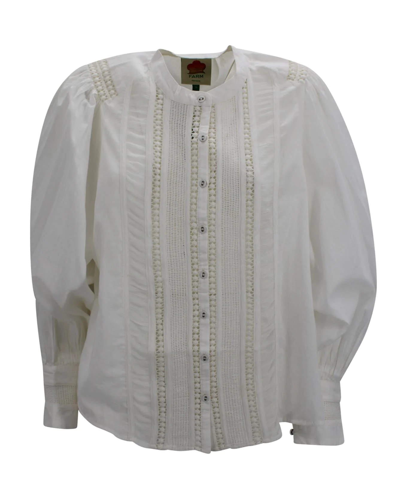 Off-white Long Sleeve Buttoned Lace Blouse - 1
