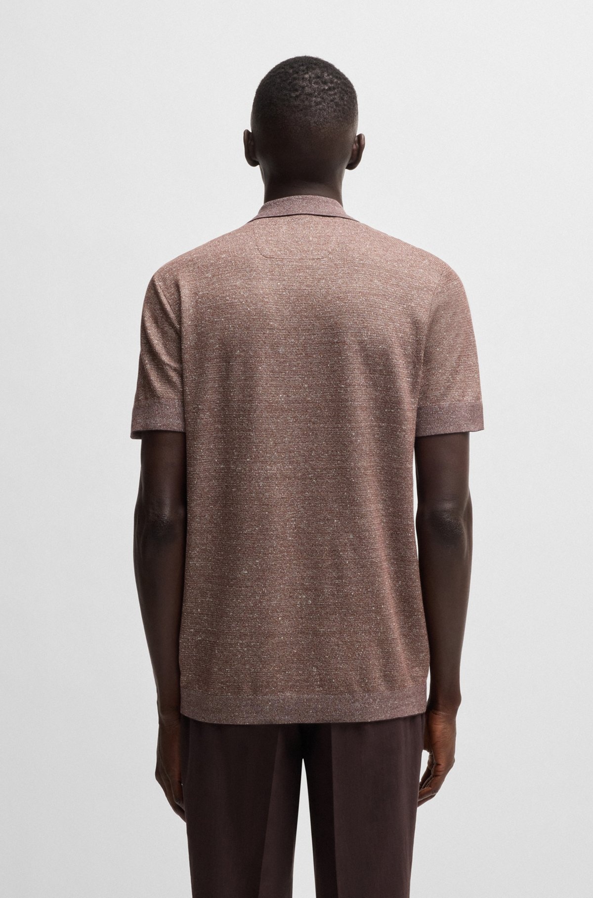 JOHNNY-COLLAR POLO SHIRT IN COTTON, LINEN AND SILK - 5