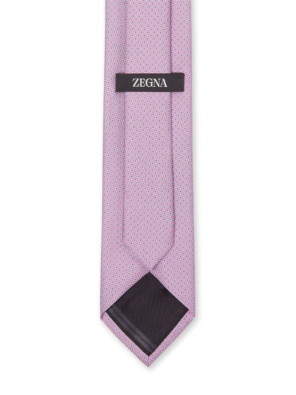 geometric-pattern silk tie - 3