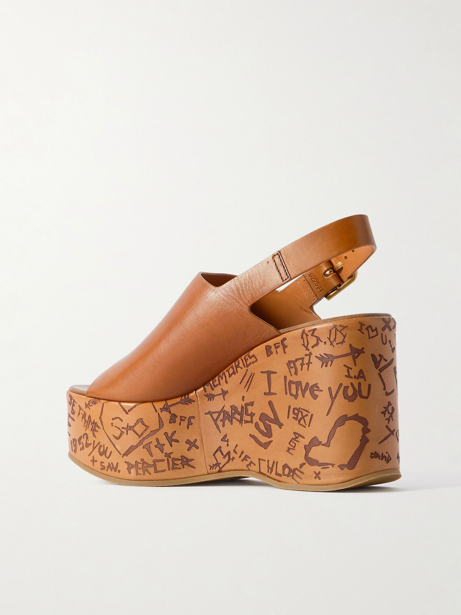 Maxime leather platform wedge sandals Tan - 3