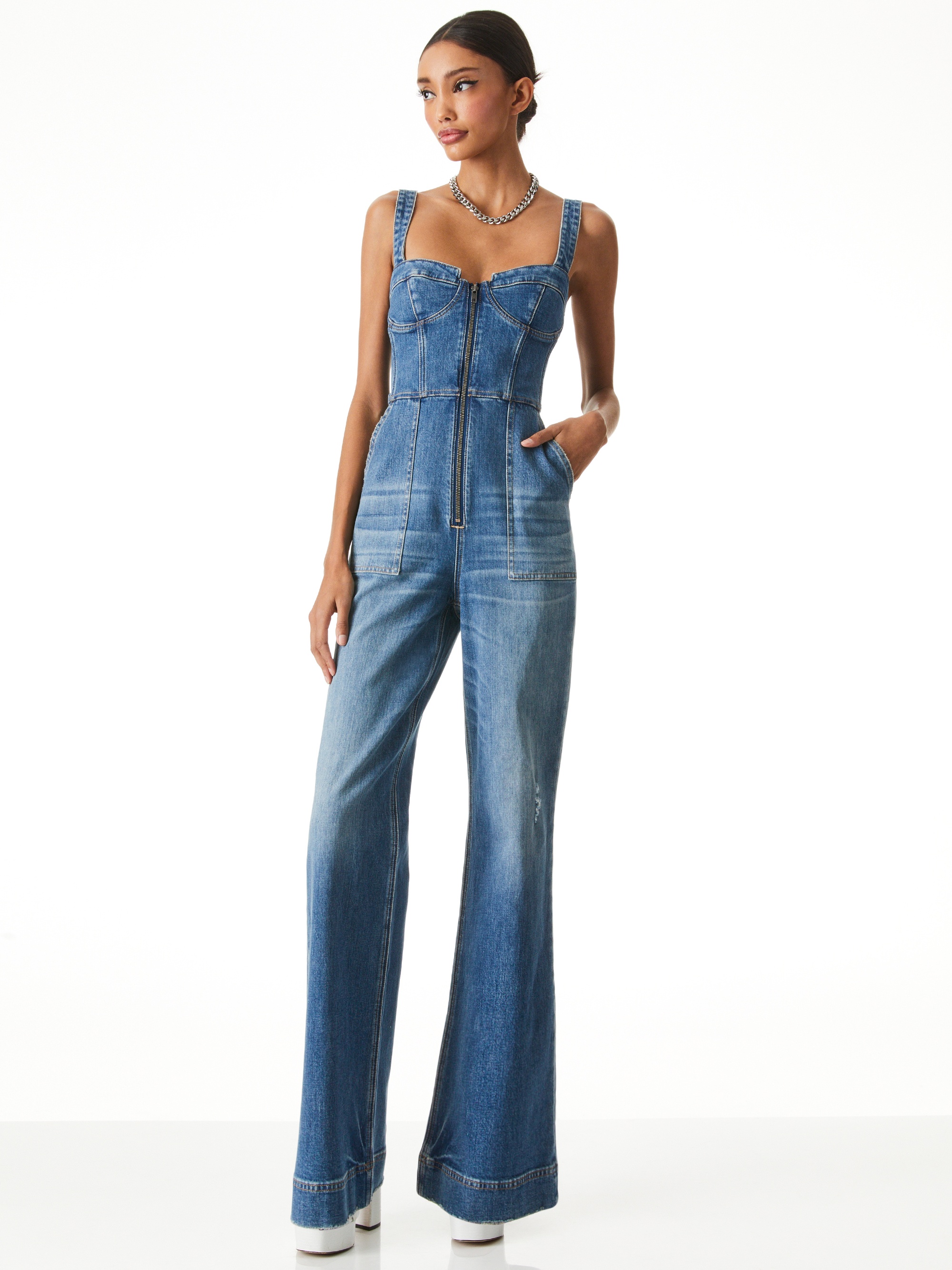 LOVETTA DENIM WIDE LEG JUMPSUIT - 2