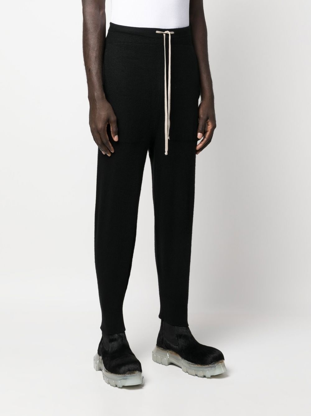 drawstring-waist cashmere track pants - 3