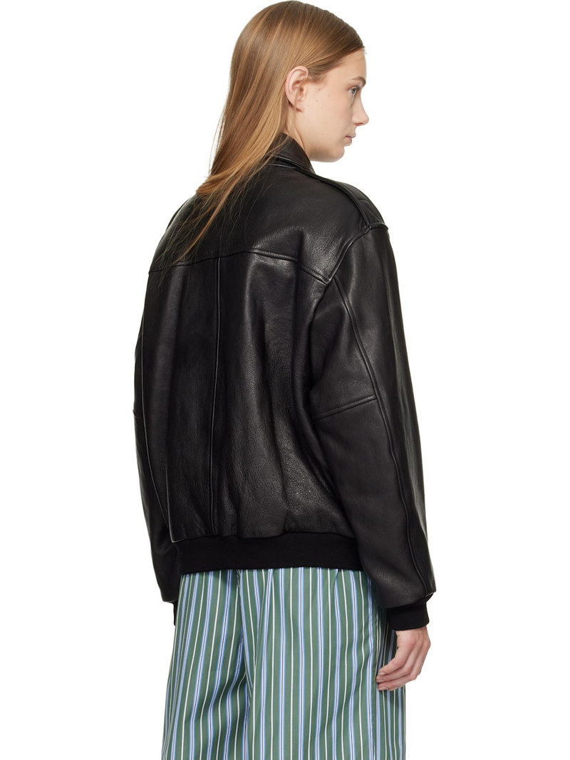 Black Leather Bomber Jacket 3