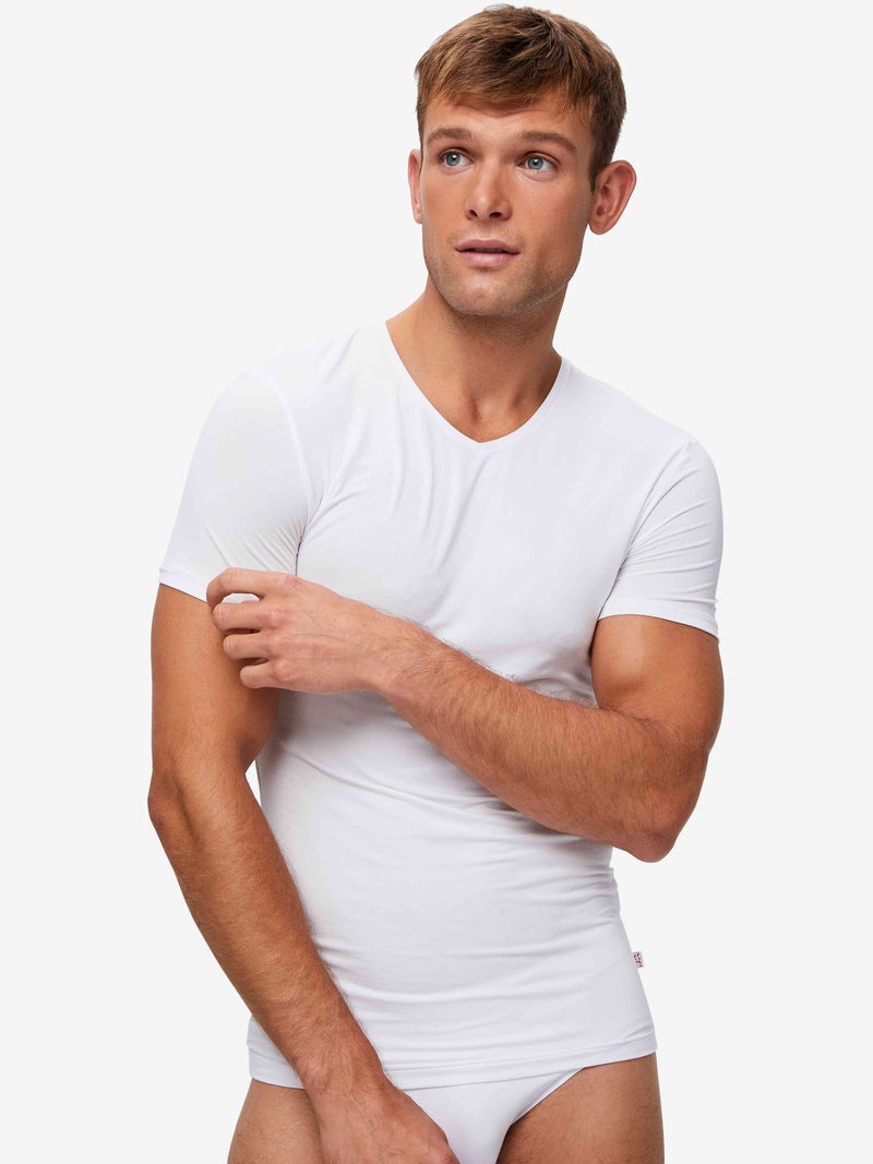 Men's Underwear V-Neck T-Shirt Alex Micro Modal Stretch White - 5