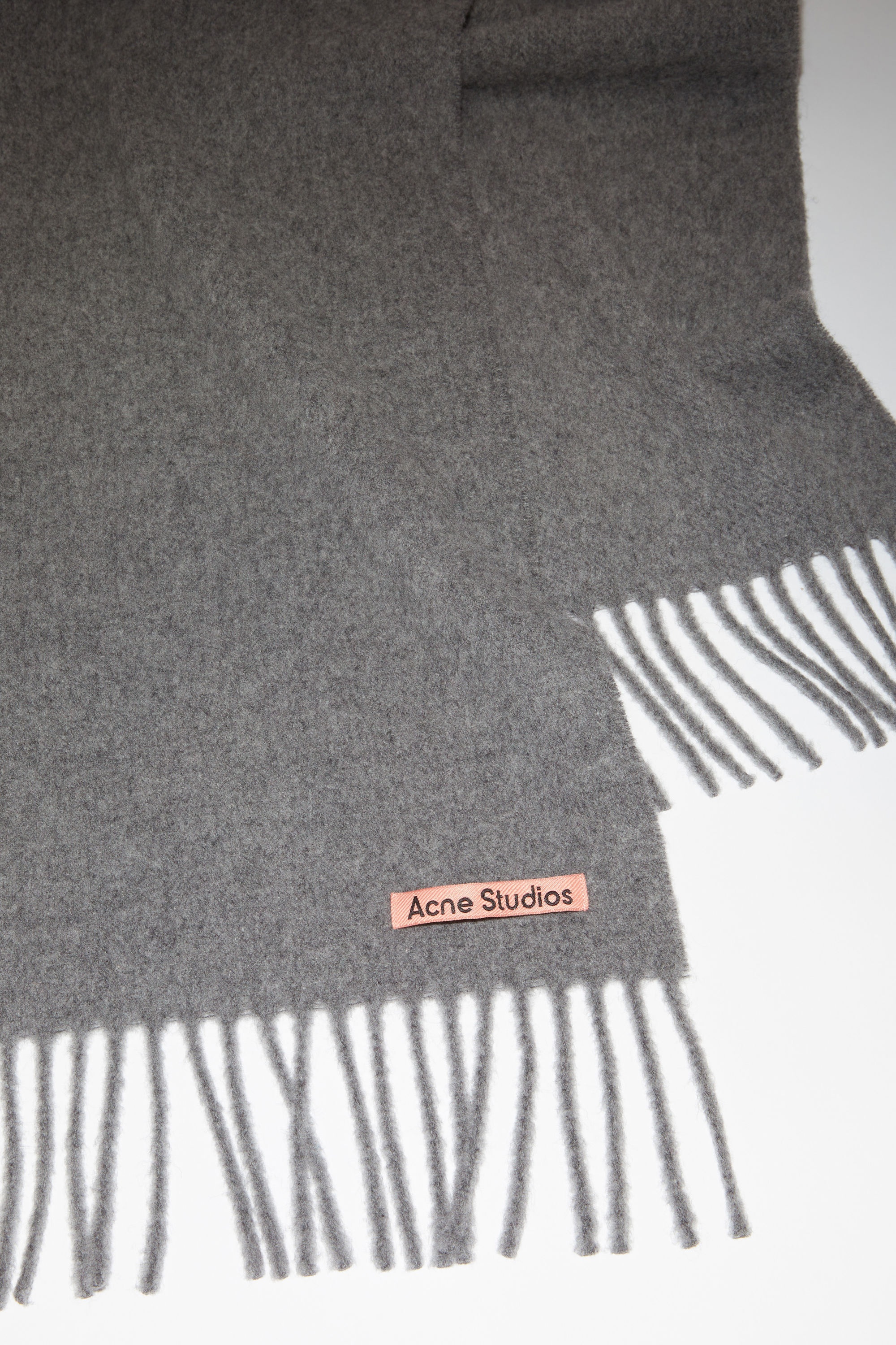 Skinny fringed wool scarf - Grey Melange - 4