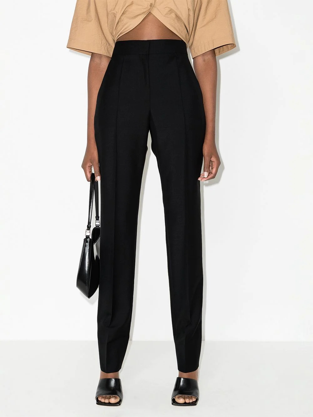 high-waisted wool tailored trousers - 2