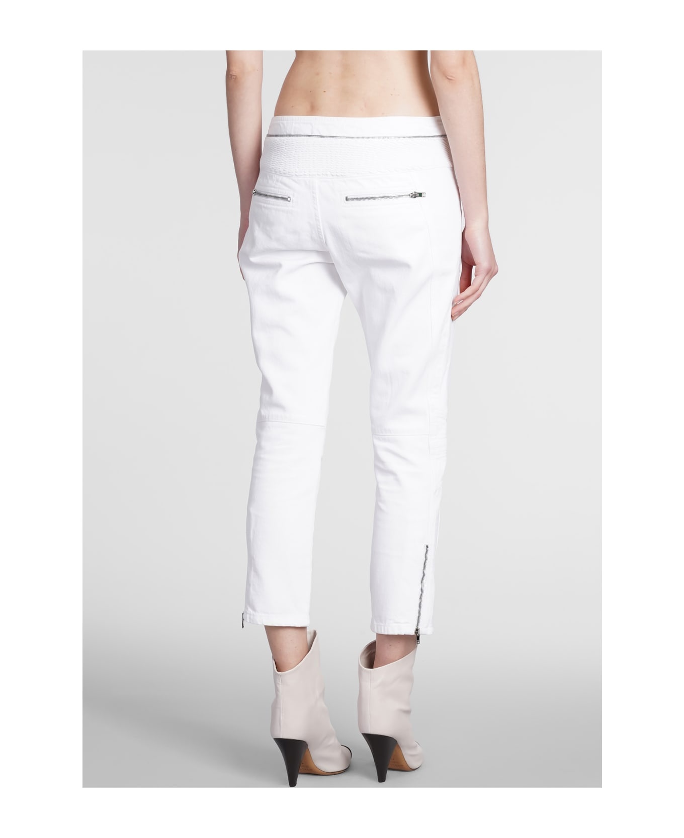 White Cotton Denim Loma Pants - 3