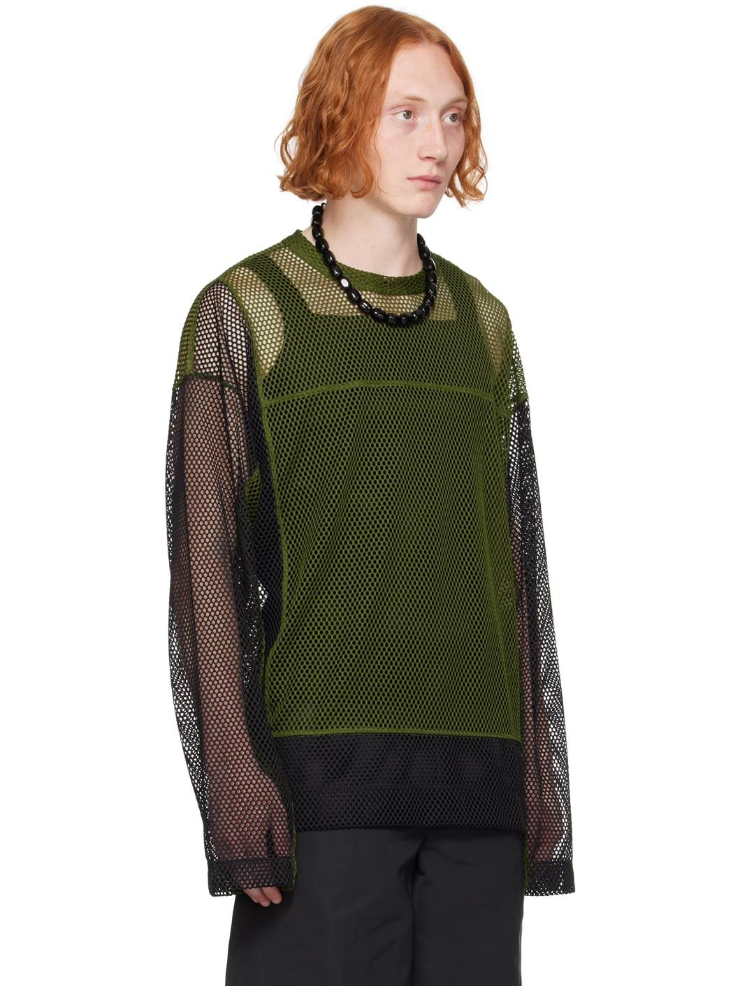 Green & Black Crewneck Long Sleeve T-Shirt - 2