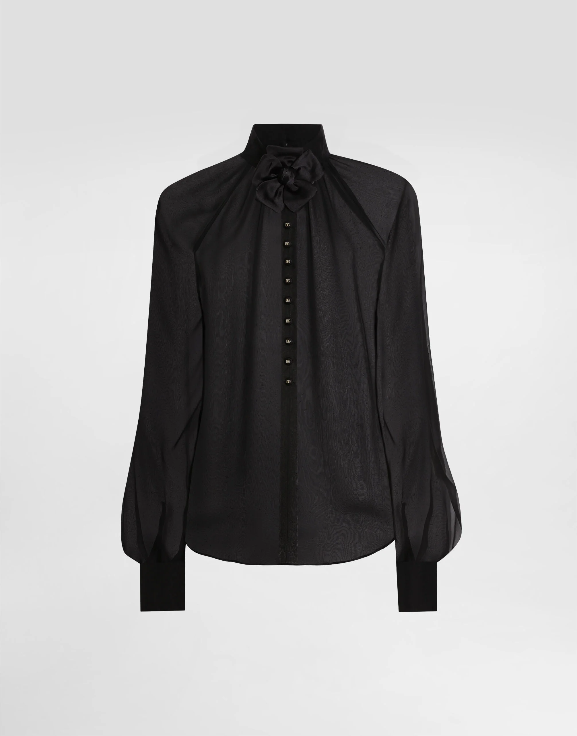 Chiffon blouse with flower detailing - 1