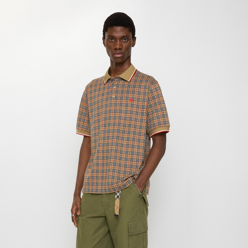 Burberry Check Cotton Blend Polo Shirt outlook