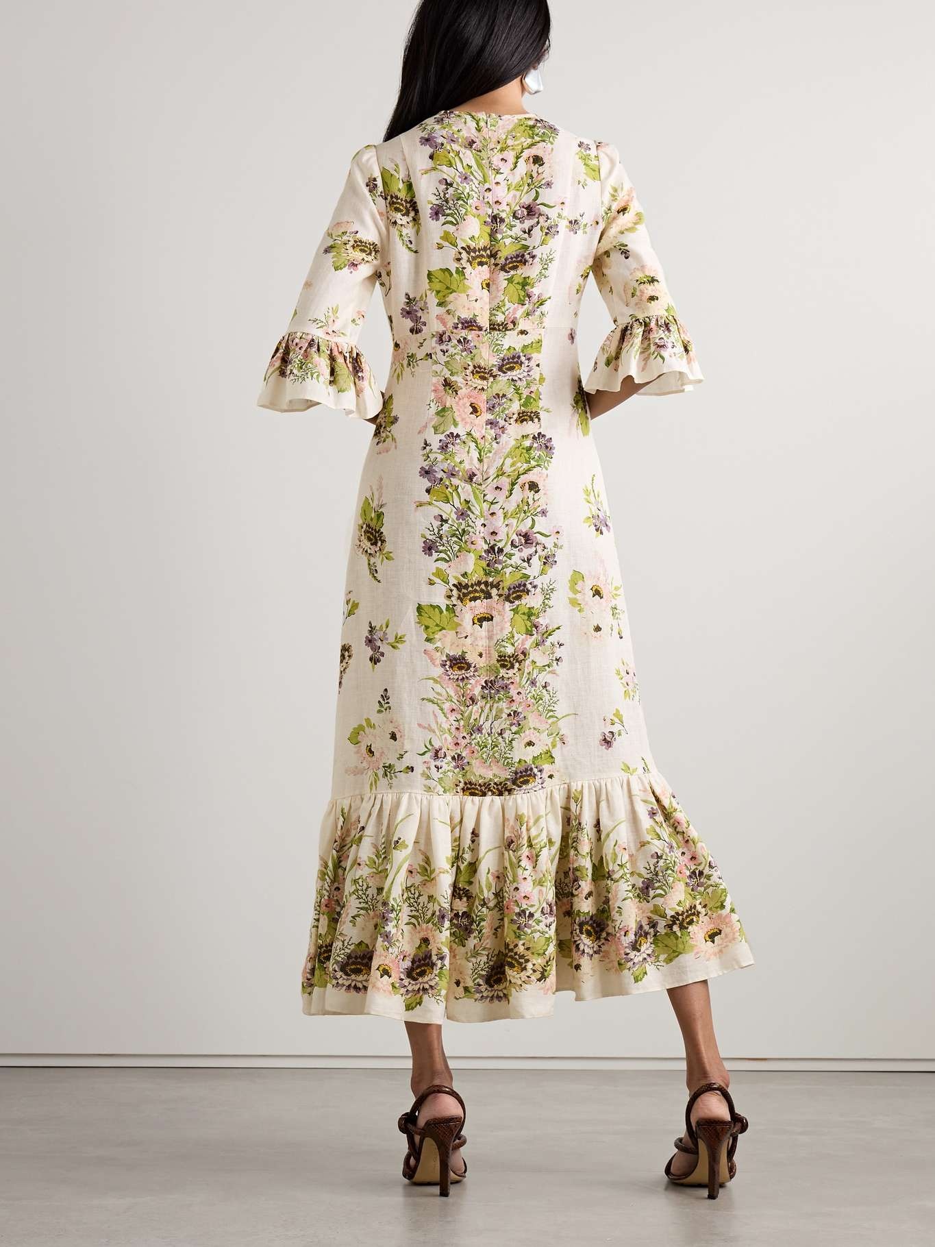 Halliday ruffled floral-print linen midi dress - 3