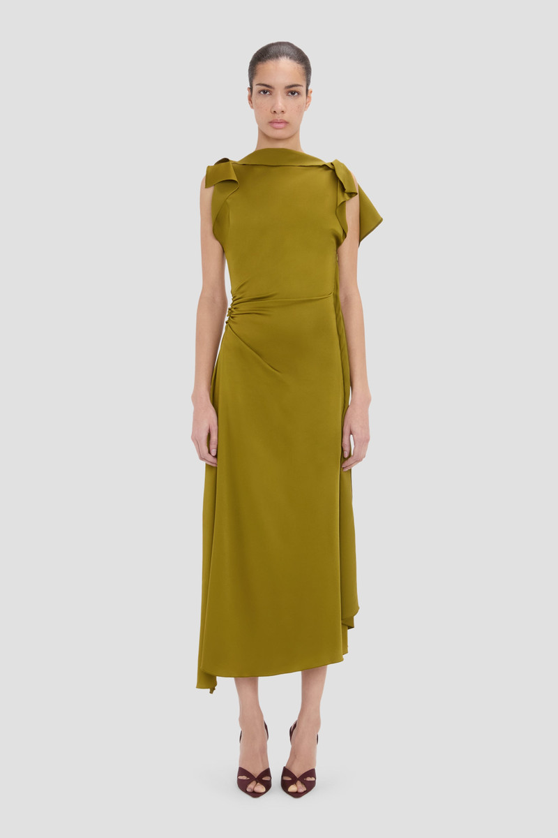 Drape Midi Dress In Moss - 1