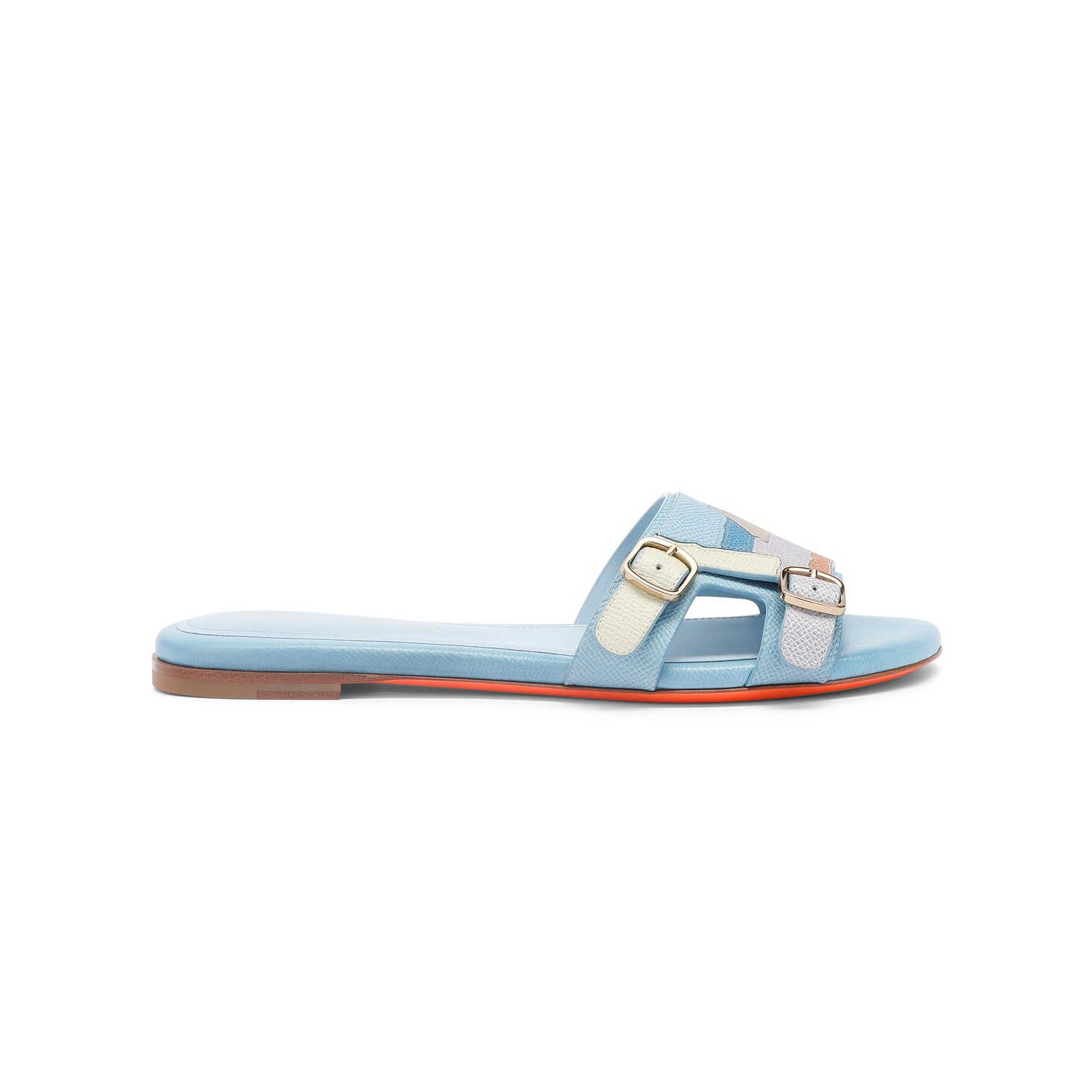 Women's multicolor leather double-buckle Didi slide sandal - 1