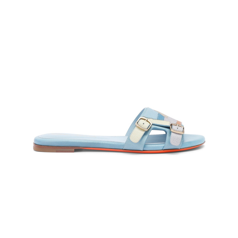 Women's multicolor leather double-buckle Didi slide sandal 1