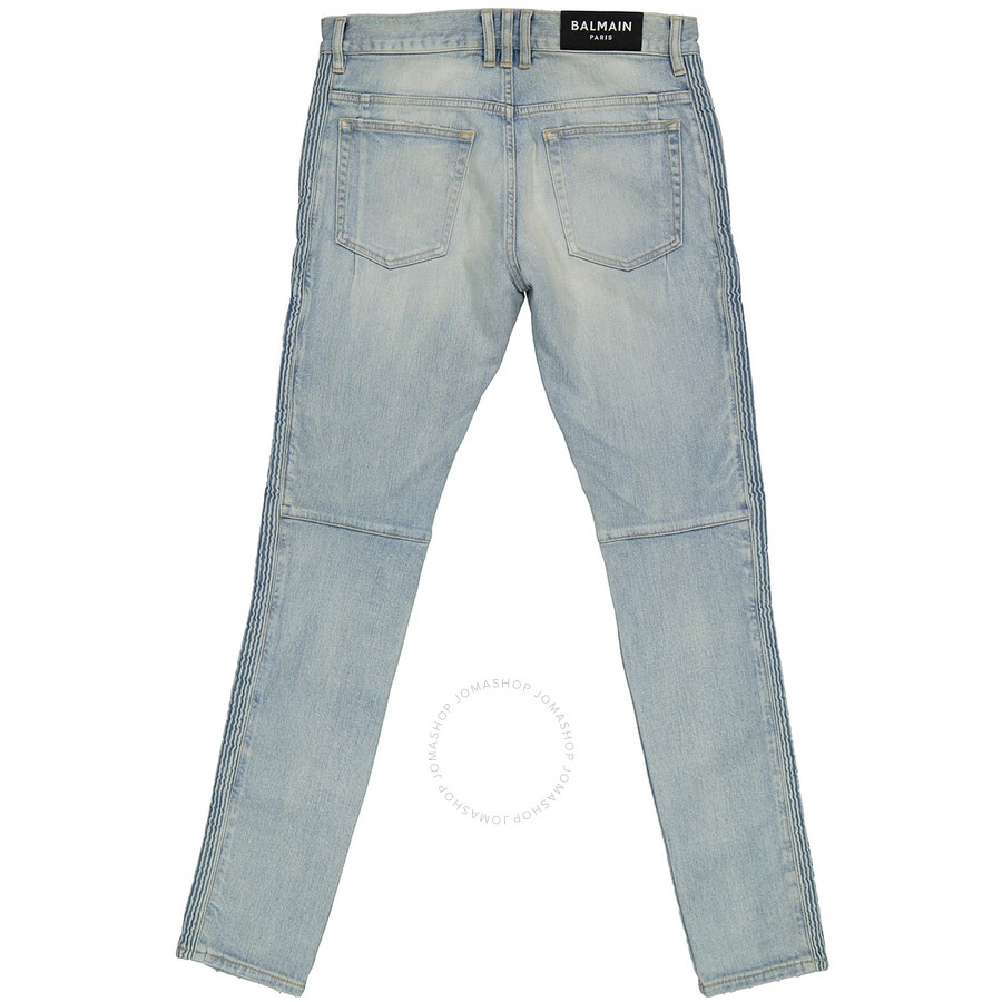 Balmain Men's Blue Slim-cut Faded Biker Jeans - 5