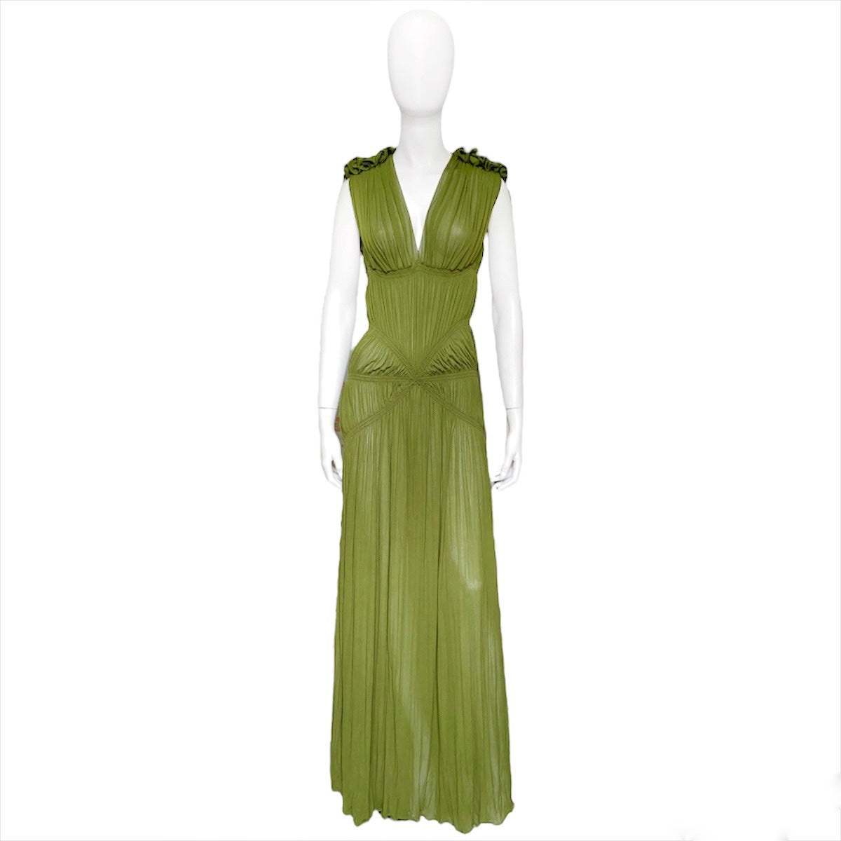 Jean Paul Gaultier spring 2011 green pleated ruffles maxi dress - 1