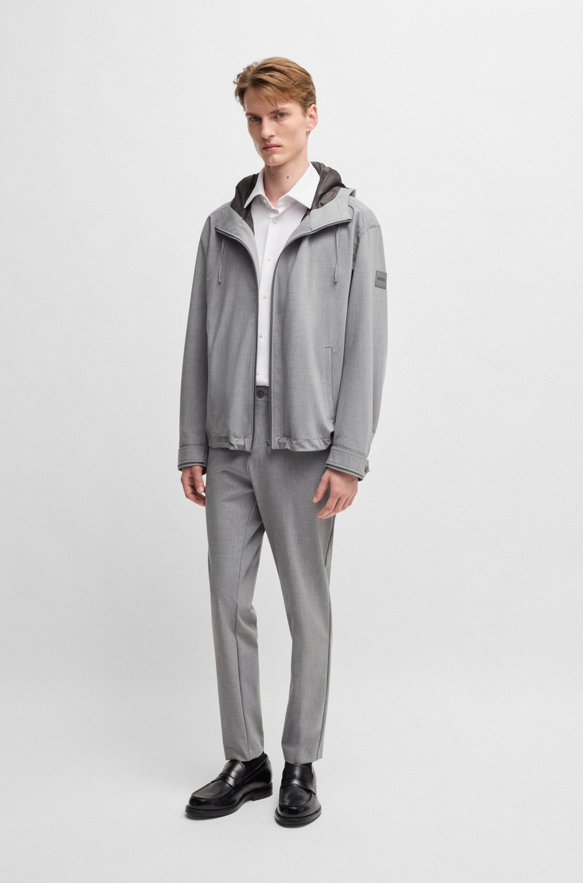 SLIM-FIT SHIRT IN TEXTURED PERFORMANCE-STRETCH JERSEY - 4
