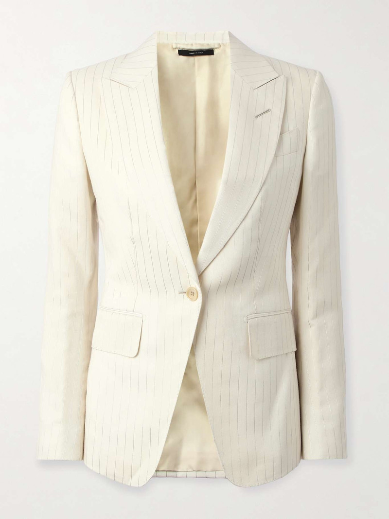 Striped wool-blend blazer White 1