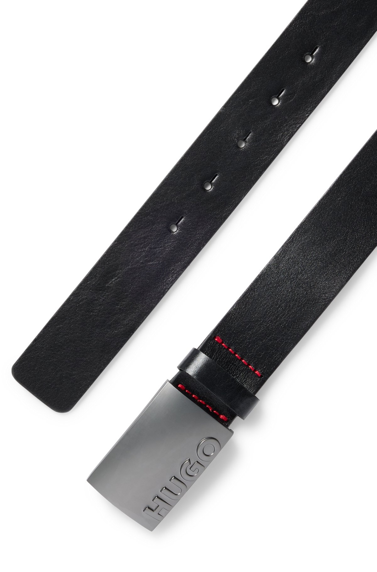 ITALIAN-LEATHER BELT WITH PLAQUE BUCKLE - 3