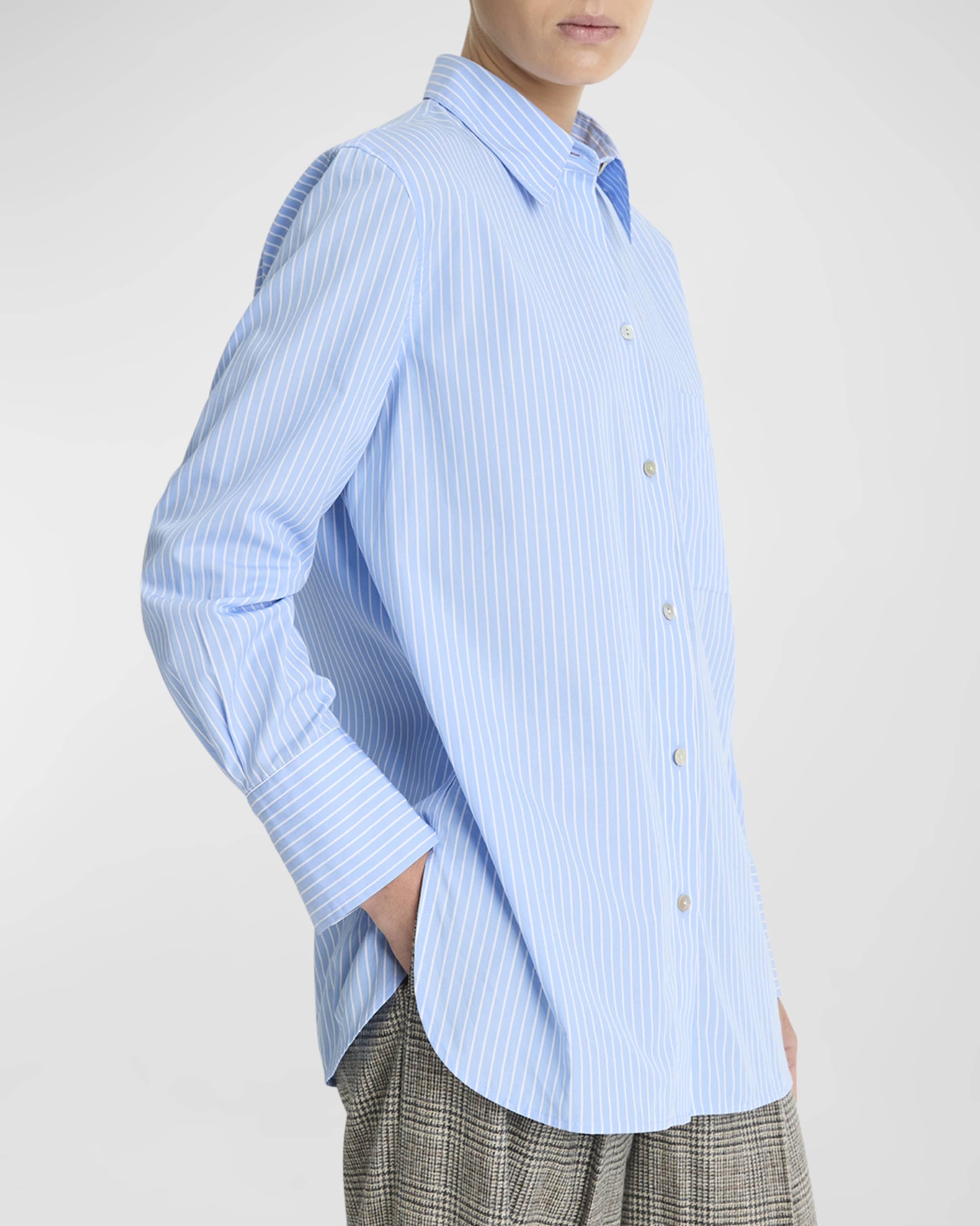 Relaxed Cotton Stripe Button-Front Shirt - 3