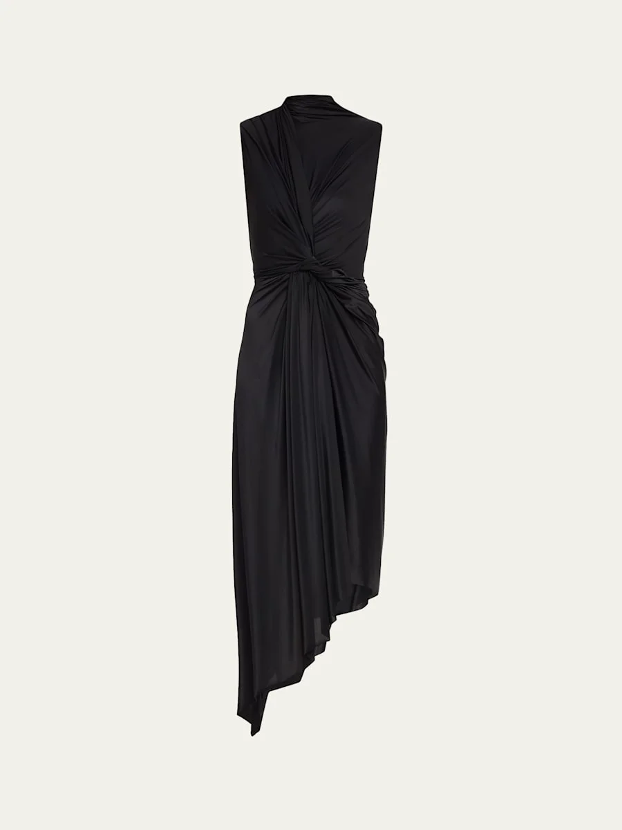 Melton Twisted Brushed Jersey Asymmetric Dress - 1