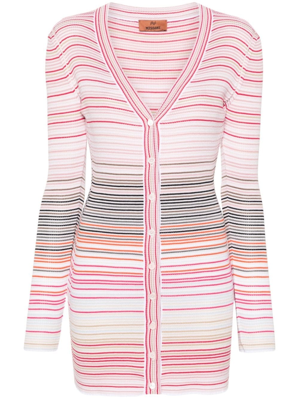 V-neck striped cardigan - 1