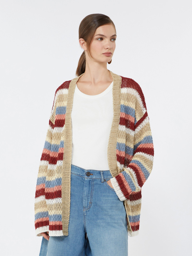 BONITO Linen yarn cardigan with belt - CHERRY 5