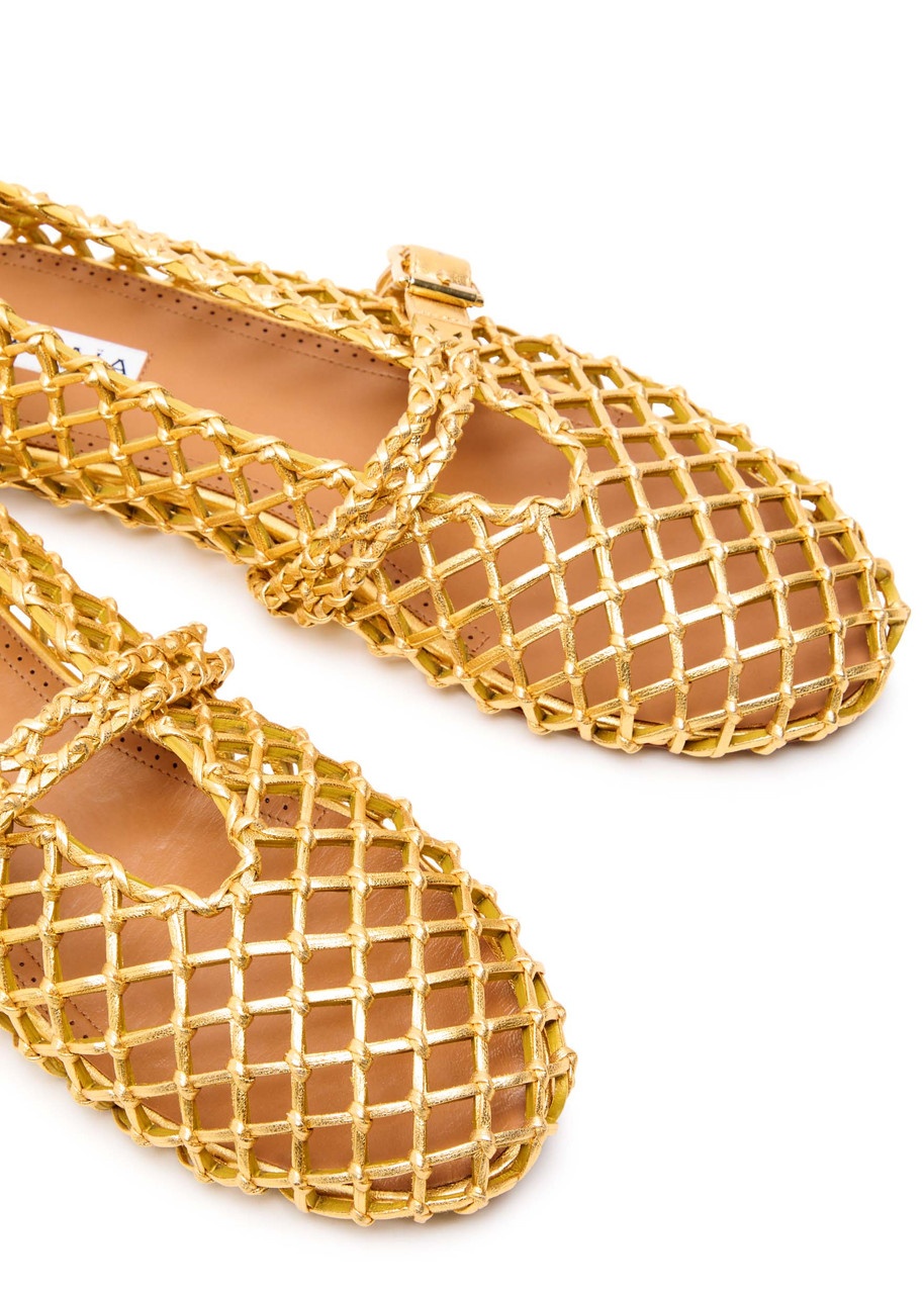 Alaïa Braided Metallic Leather Ballet Flats - 3