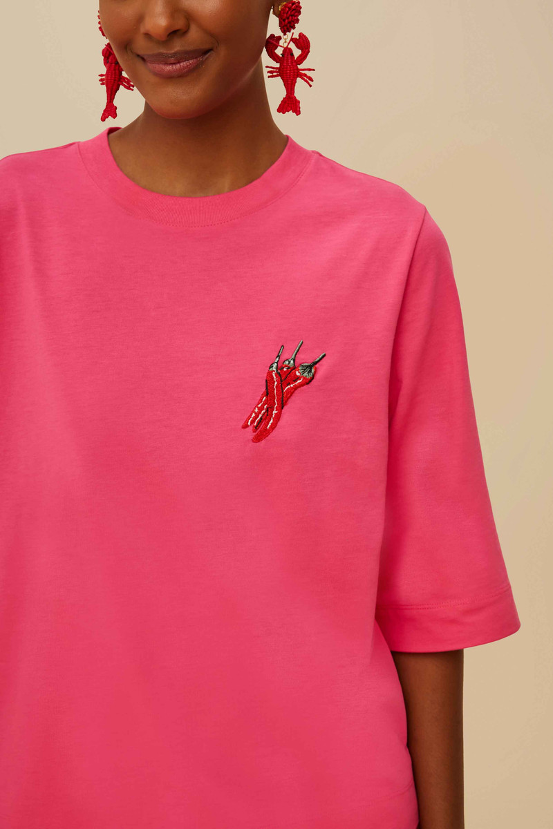 FARM RIO Pink Spicy Pepper Organic Cotton T-Shirt outlook