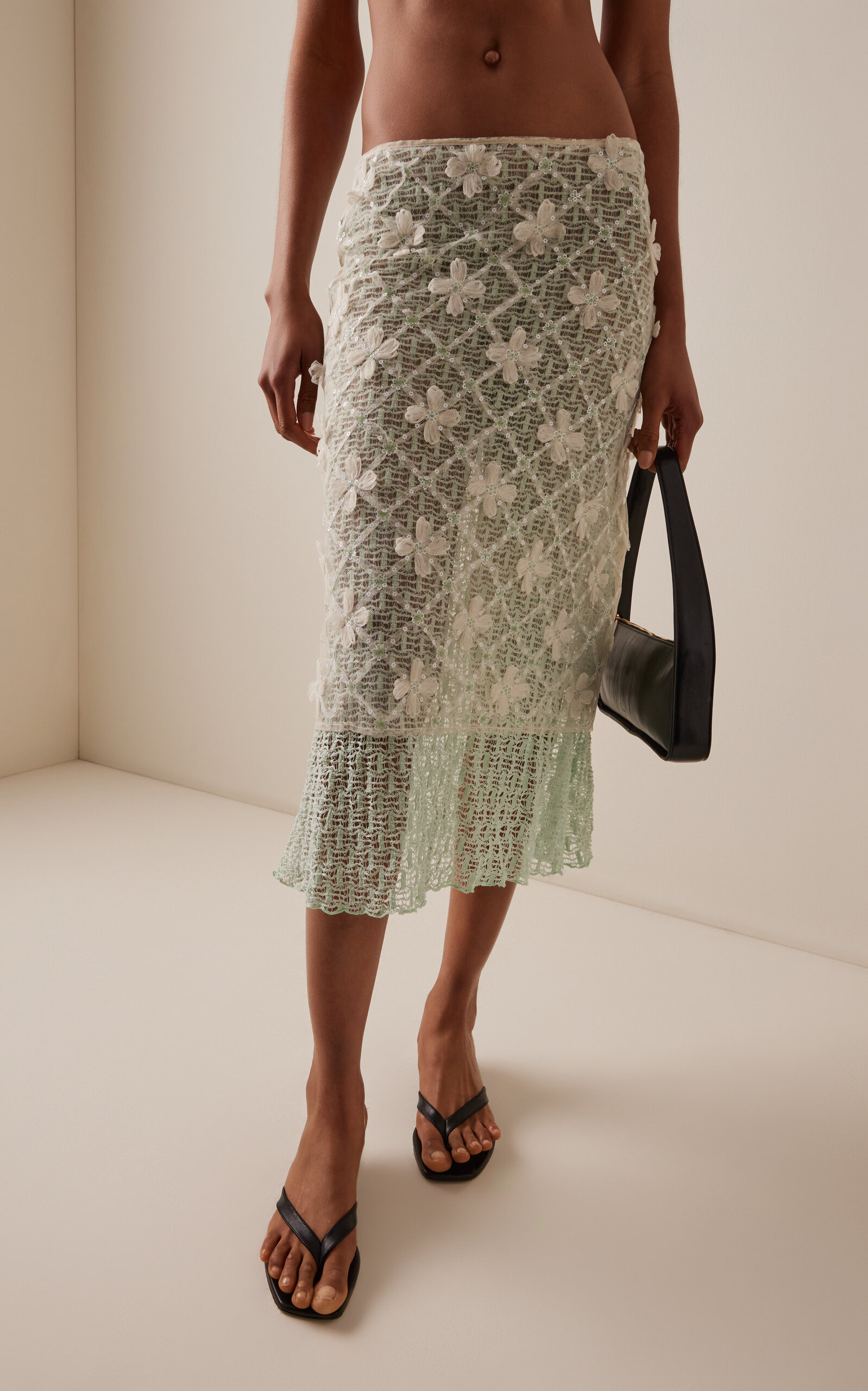Lunies Flower-Embellished Lace Midi Skirt multi - 3