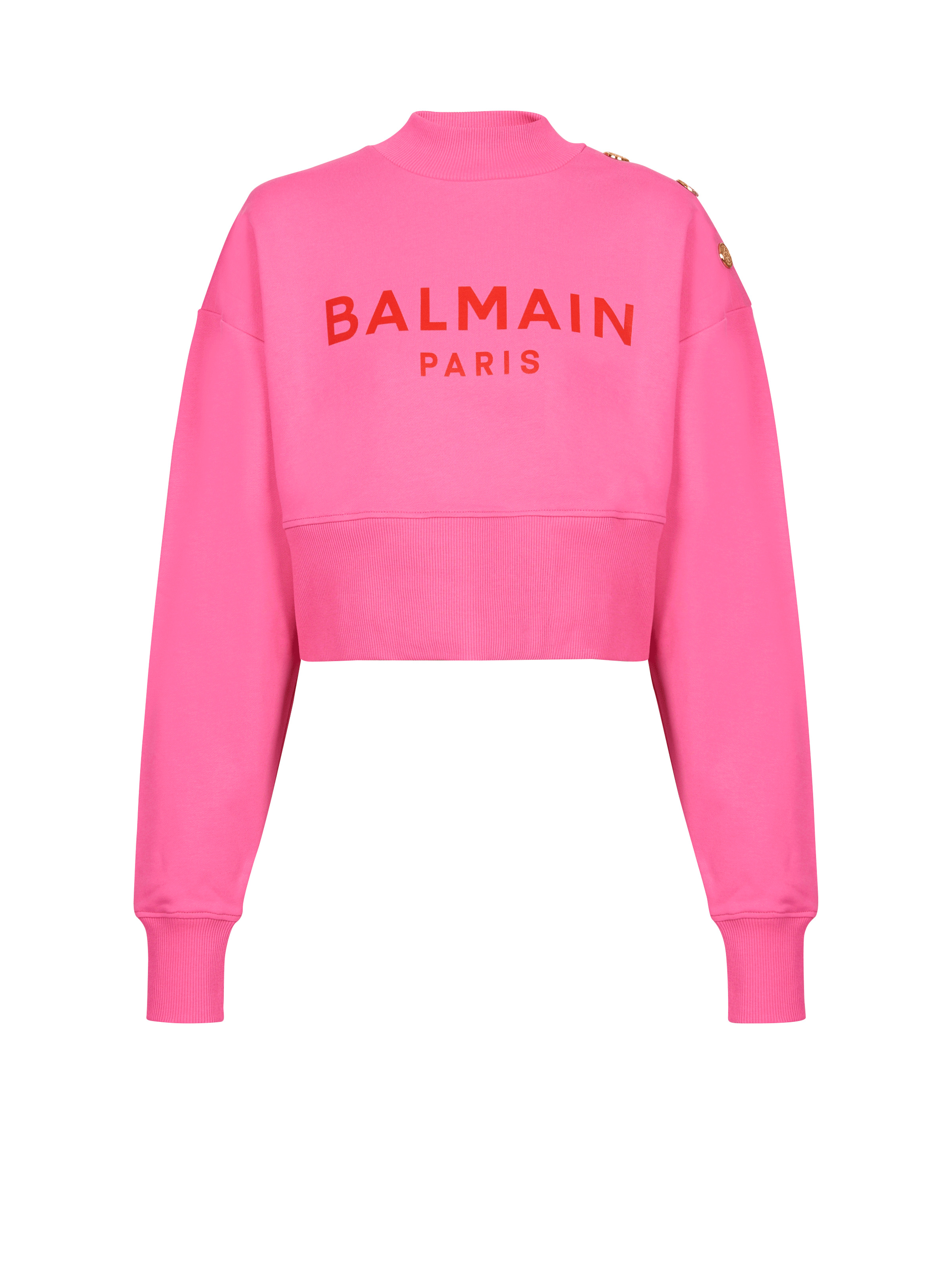 Cropped sweatshirt with Balmain Paris print - 1