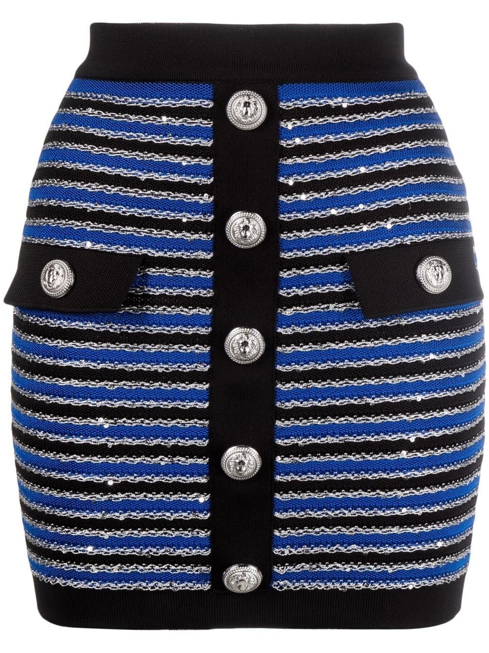 striped button-fastening skirt - 1