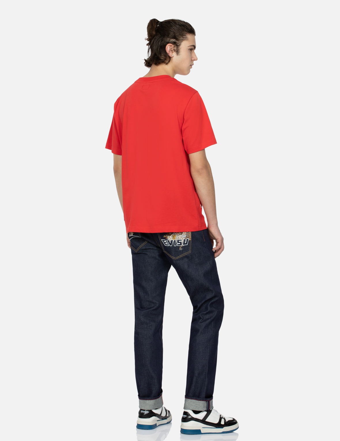Brocade Kamon and Seagull Embroidery Slim-Fit Jeans #2010 - 3