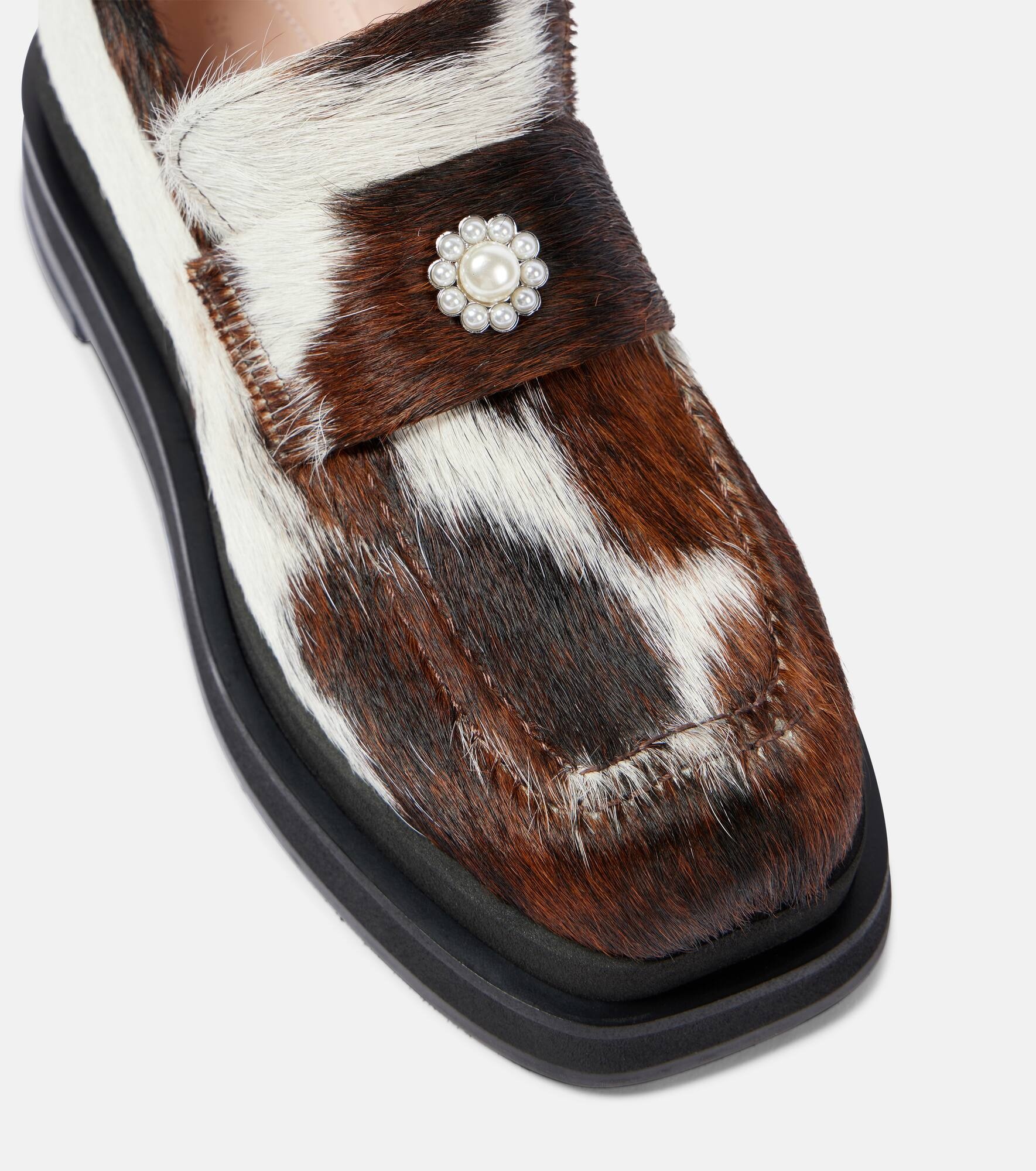 Heart Toe calf hair platform loafers - 6