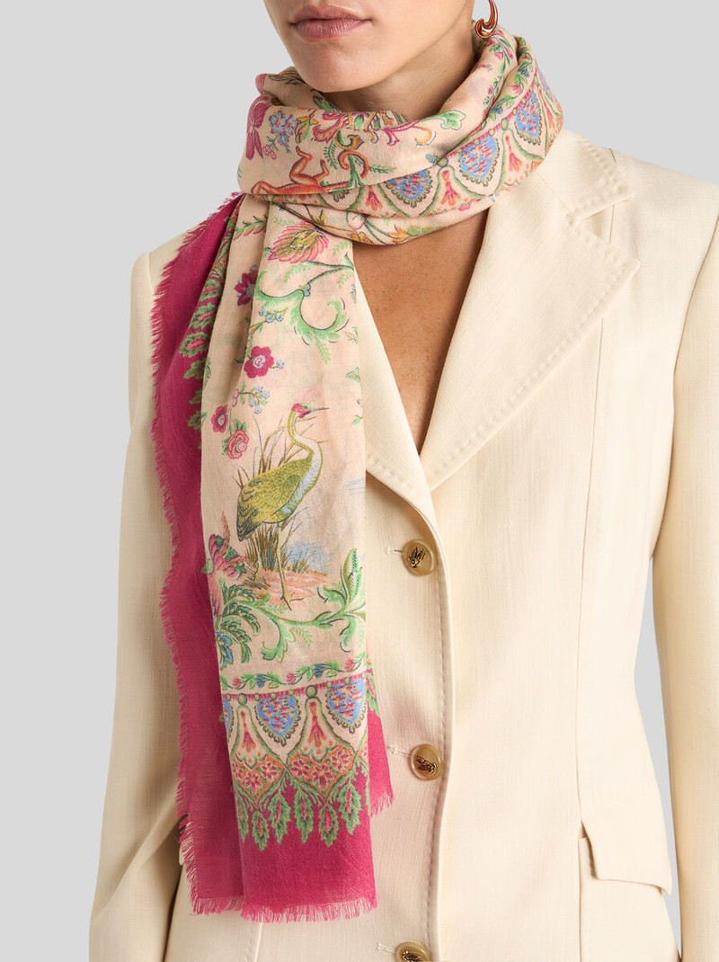 Etro CASHMERE-BLEND SHAWL WITH FLORA AND FAUNA MOTIF outlook