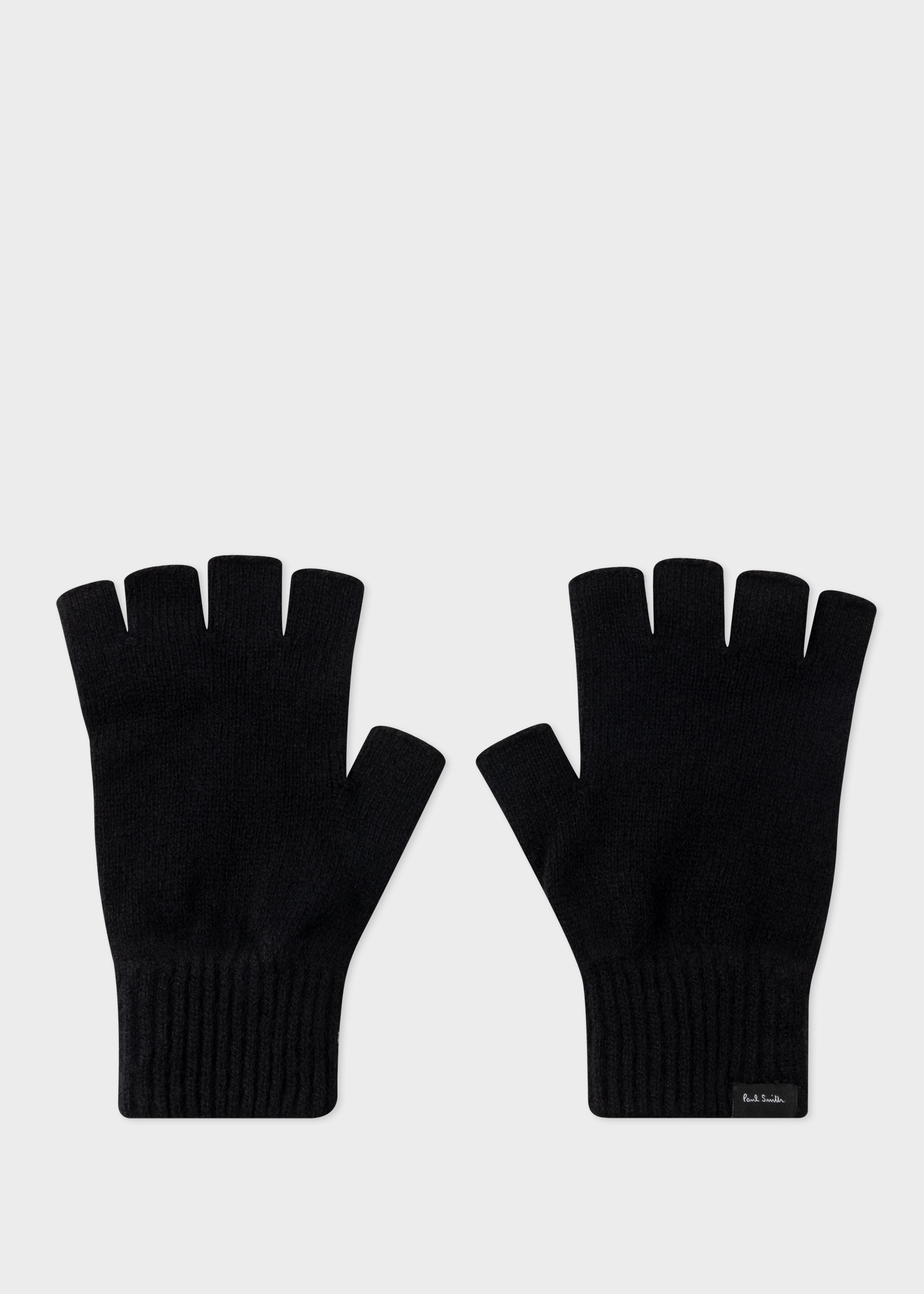 Black Fingerless Cashmere-Blend Gloves - 1