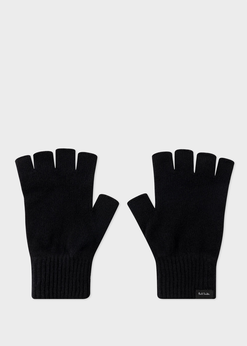Black Fingerless Cashmere-Blend Gloves 1