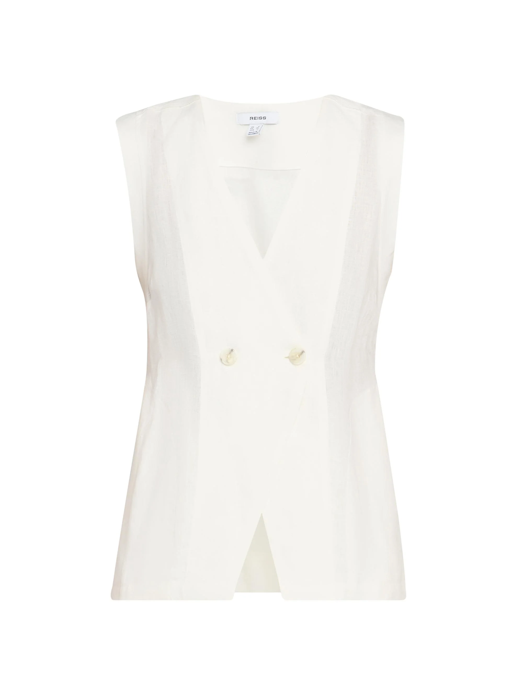 Women's Whitney Linen Double-Breasted Vest - Ivory - 1