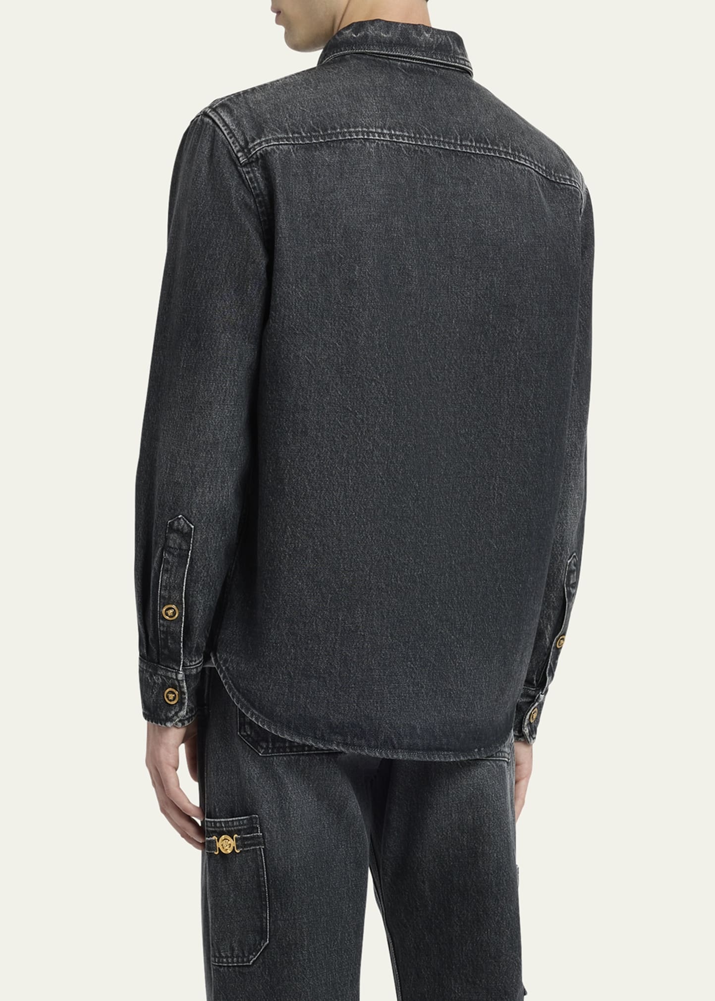 Men's Stonewashed Denim Overshirt - 3