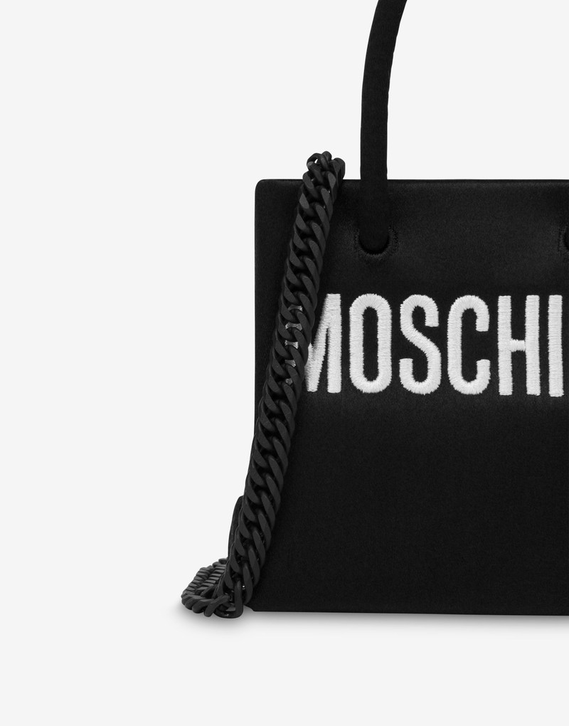 LOGO EMBROIDERY MINI SATIN SHOPPER 4