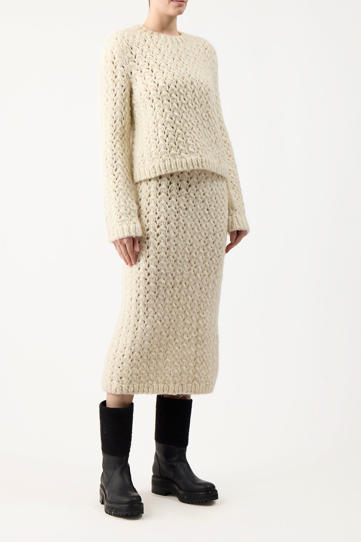 Collin Skirt in Ivory Welfat Cashmere - 3