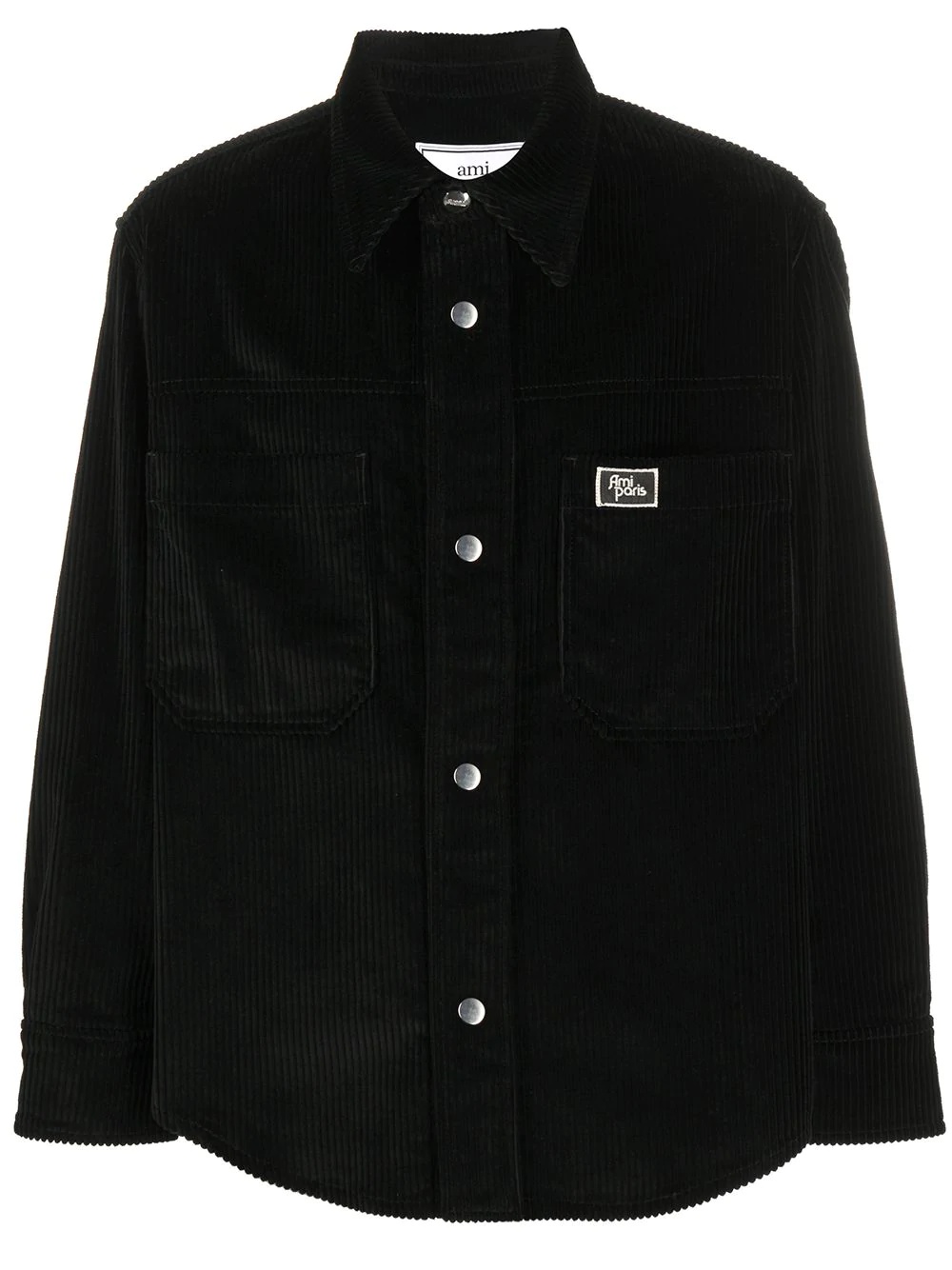 snap buttons overshirt patch pockets Ami Paris woven label - 1