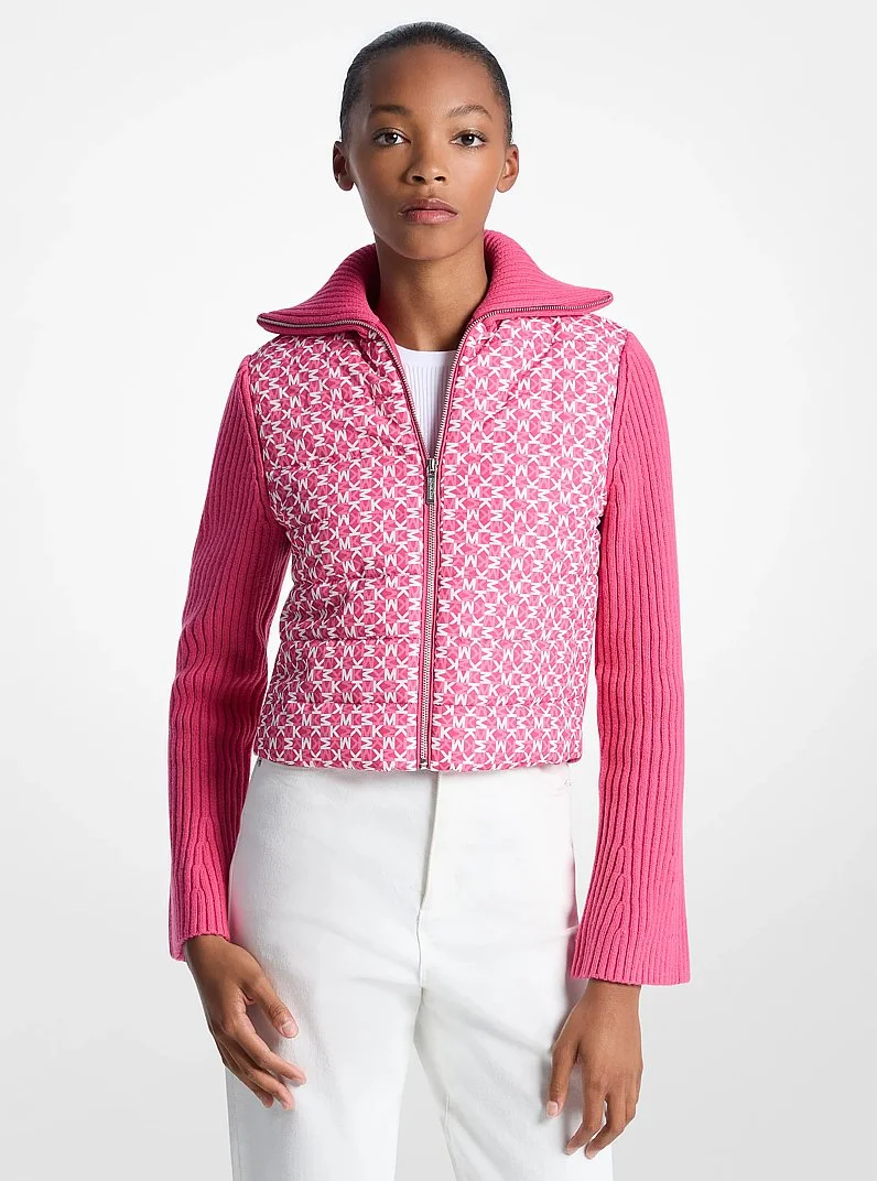 Quilted Graphic Logo and Knit Jacket - 1