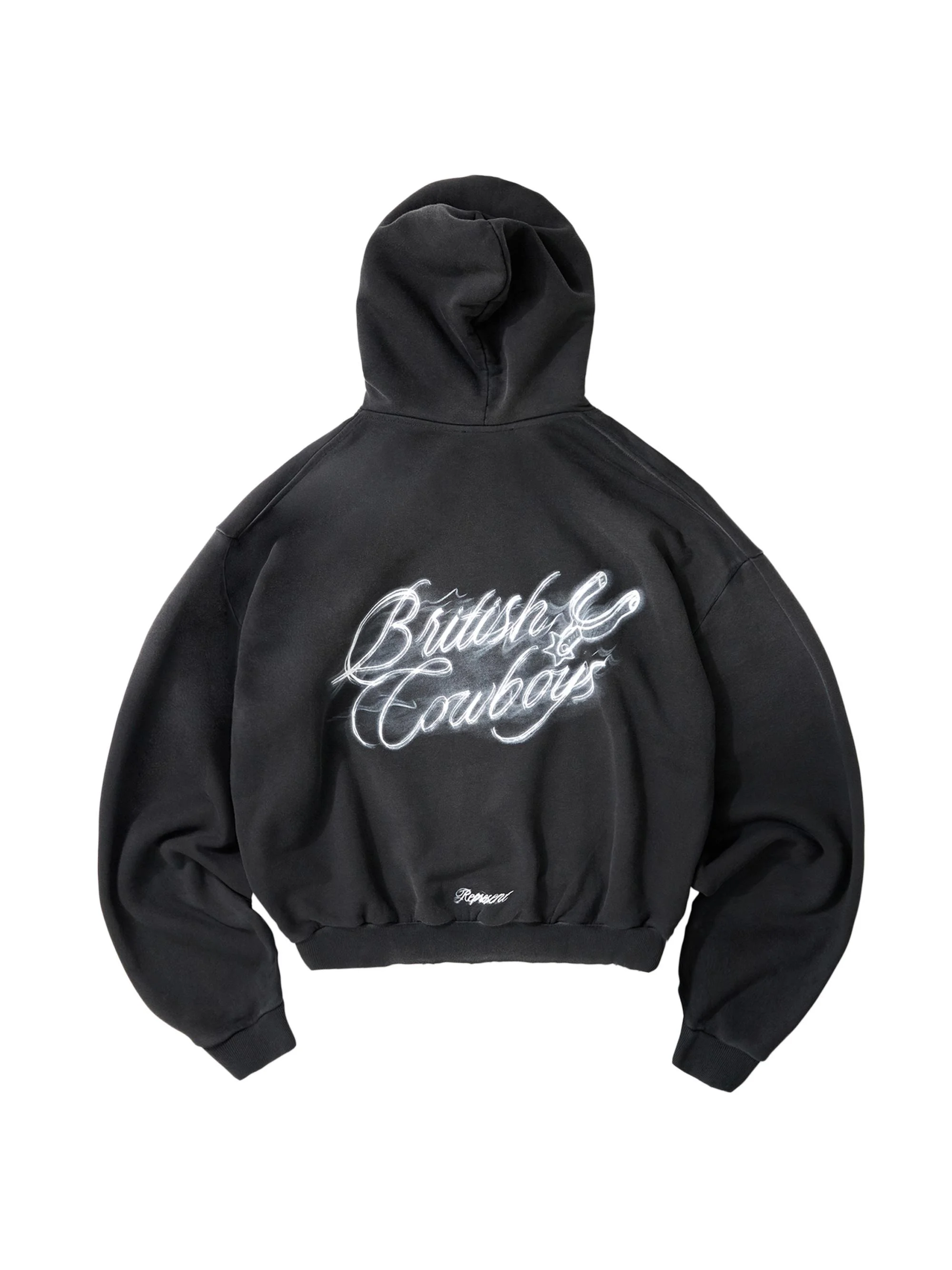 Men's British CowBoy's Graphic Hoodie - Stained Black - 1
