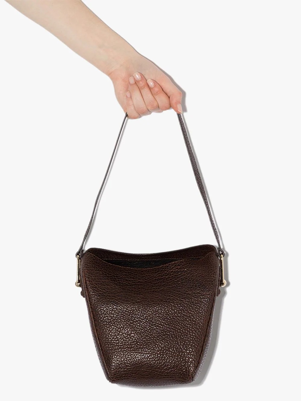 textured leather shoulder bag - 3