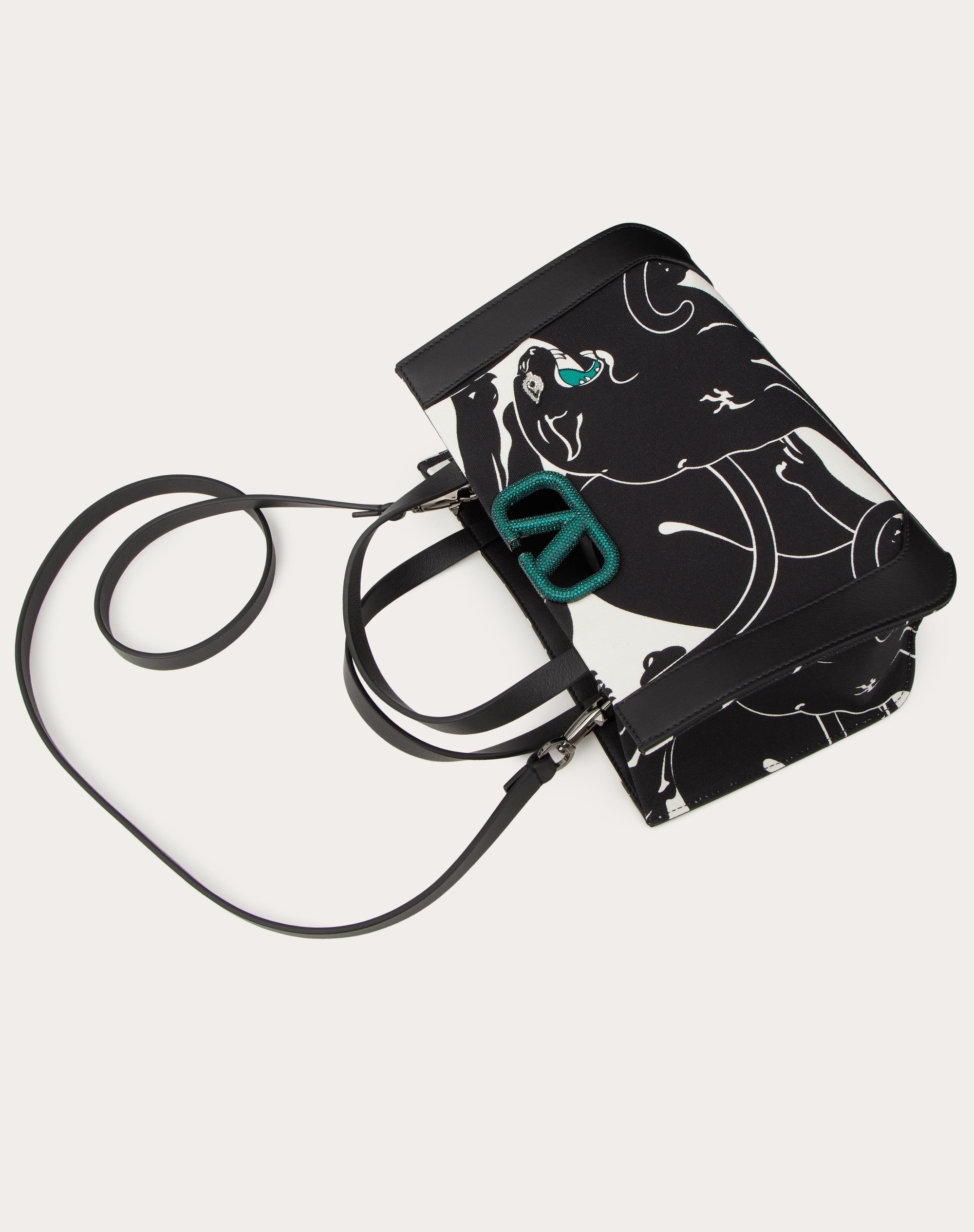 VALENTINO GARAVANI ESCAPE SMALL CANVAS HANDBAG WITH PANTHER PRINT - 6