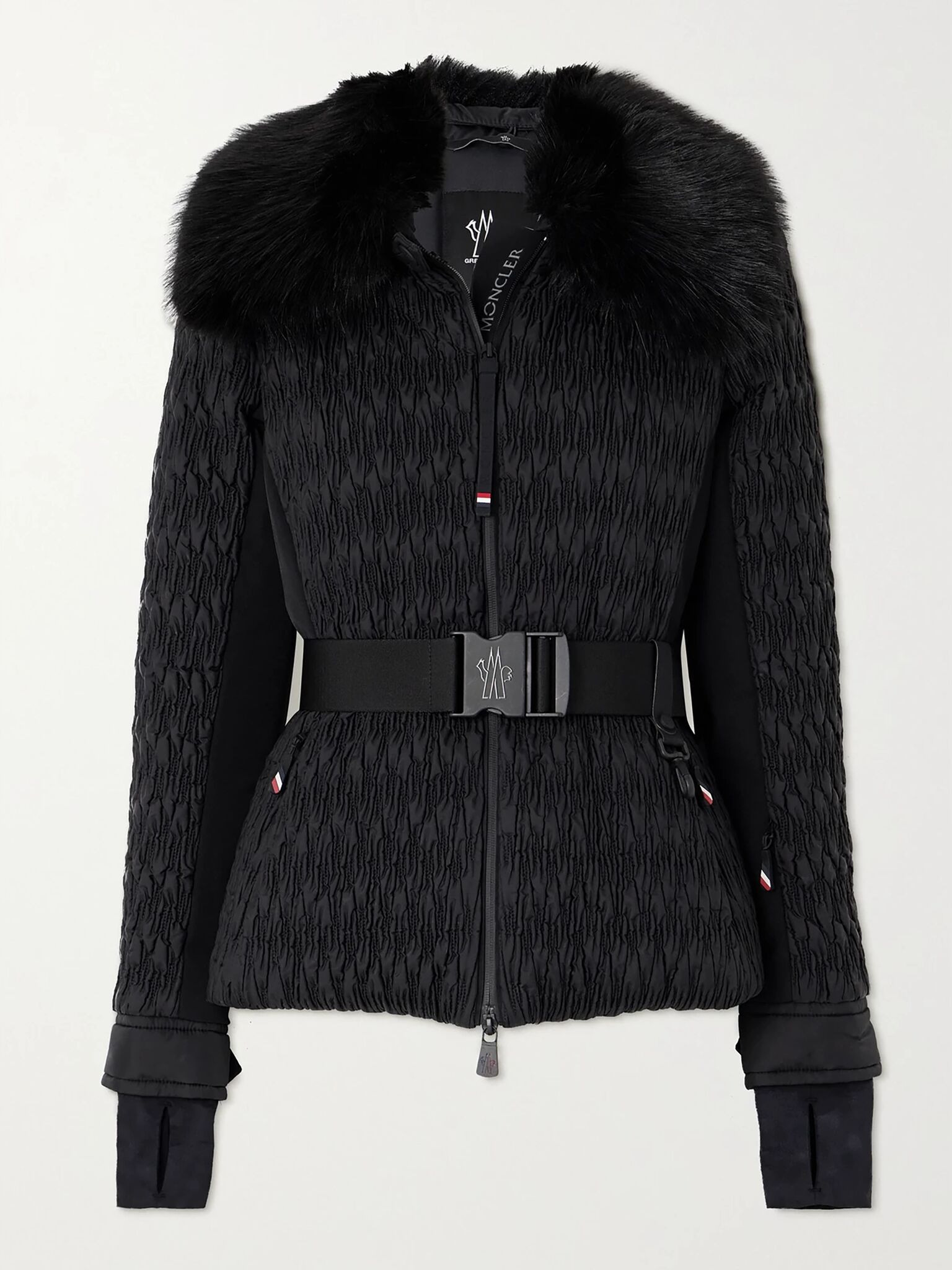 Plantrey hooded belted faux fur-trimmed quilted shell down jacket Black - 1
