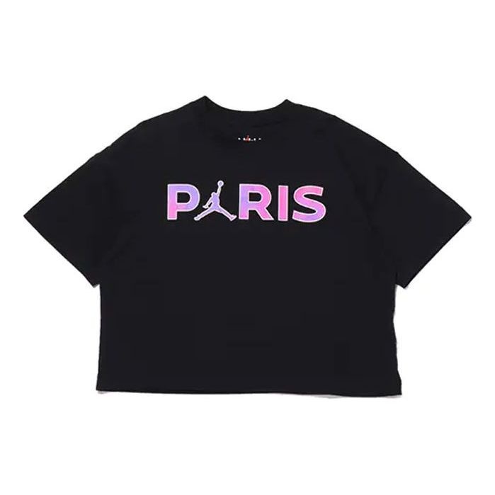 (WMNS) Air Jordan x PSG Logo Tee 'Core Black' CZ7506-010 - 1