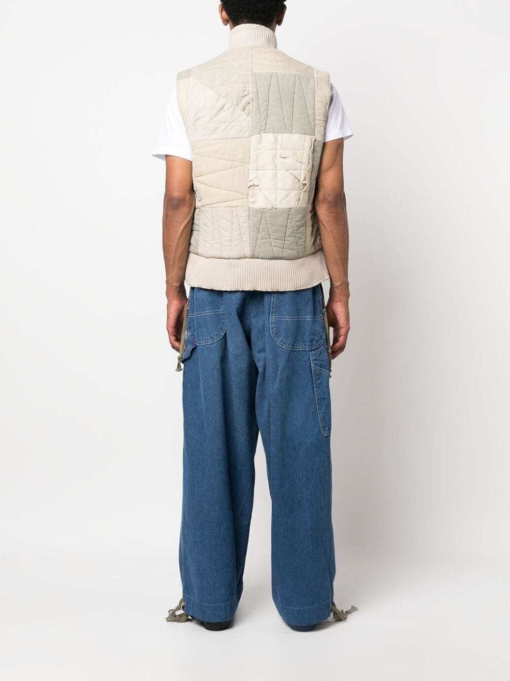 patchwork zip-up gilet - 4
