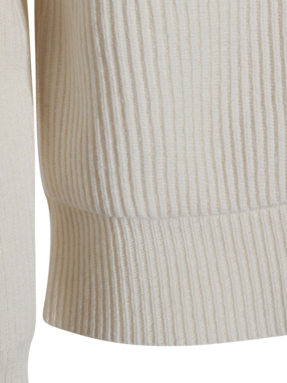 ribbed zip-up knitted hoodie - 3